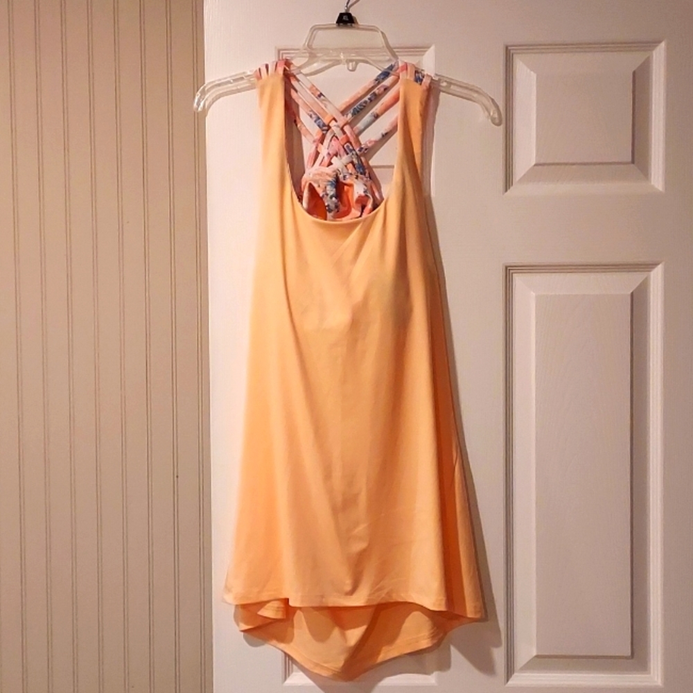 Women's Size L Zelos Peach Tankini Top W/ Built-in Bra